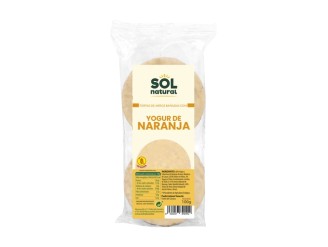 Tortas de arroz bañadas con yogur de naranja sin gluten