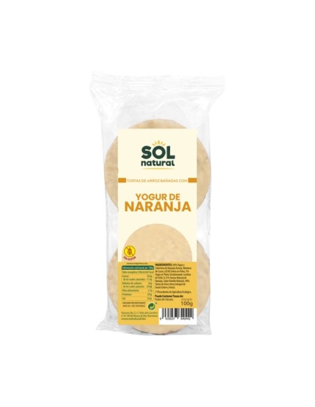 Tortas de arroz bañadas con yogur de naranja sin gluten 100 g (Naranja - Yogur) Sol Natural