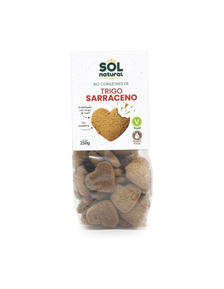 Galletas de corazones de trigo sarraceno con sirope maíz 250 g Sol Natural