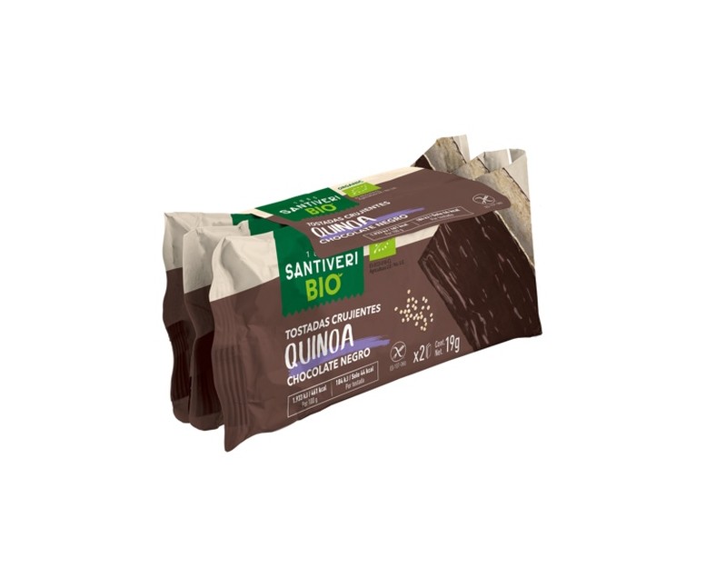 Tostadas crujientes quinoa chocolate negro 3 unidades de 19g (Chocolate) Santiveri