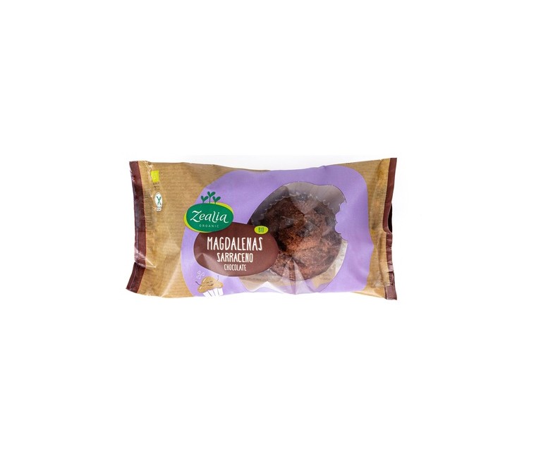 Magdalenas sarraceno chocolate bio sin gluten 2 unidades Zealia