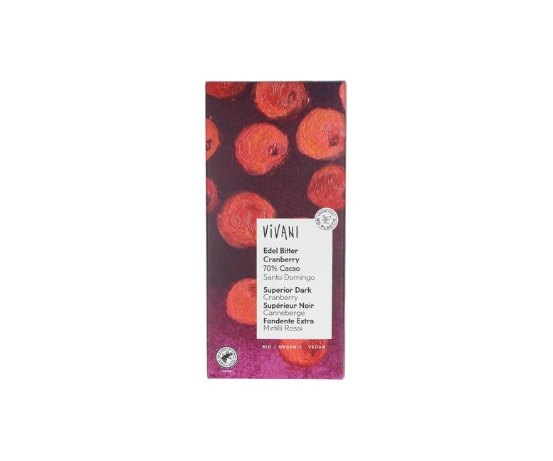 Chocolate negro superior 70% con arándanos bio 100 g (Chocolate - Arándanos) Vivani
