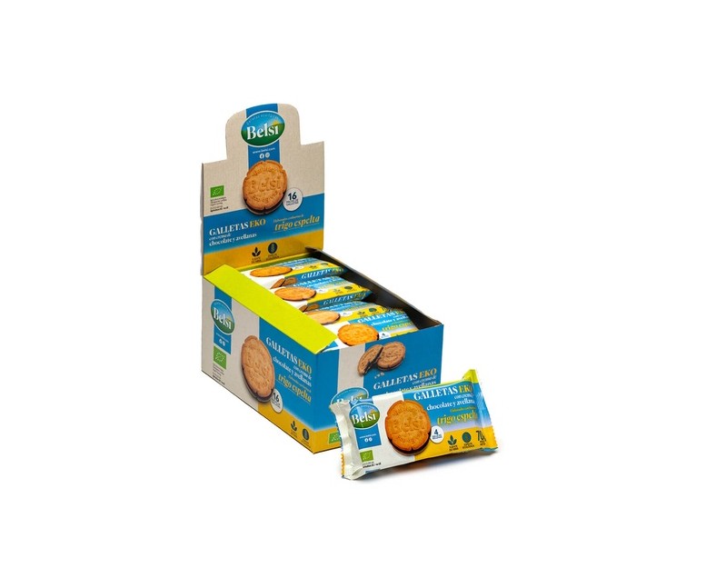 Galletas de espelta con chocolate y avellanas 70 g Belsi