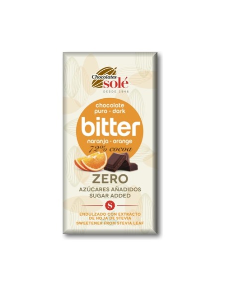 Chocolate negro 72% con naranja y estevia s/a 100 g Chocolates Sole