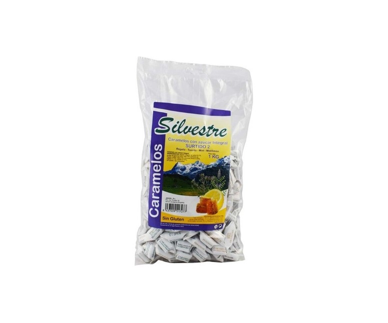 Caramelos surtidos Nº2 azúcar integral 1 kg (Limón - Regaliz - Miel) Silvestre