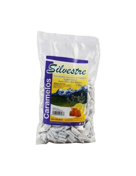 Caramelos surtidos Nº2 azúcar integral 1 kg (Limón - Regaliz - Miel) Silvestre