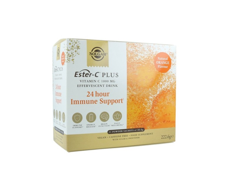 Vitamina C Ester-C plus efervescente 21 sobres de 10.6g (Naranja) Solgar