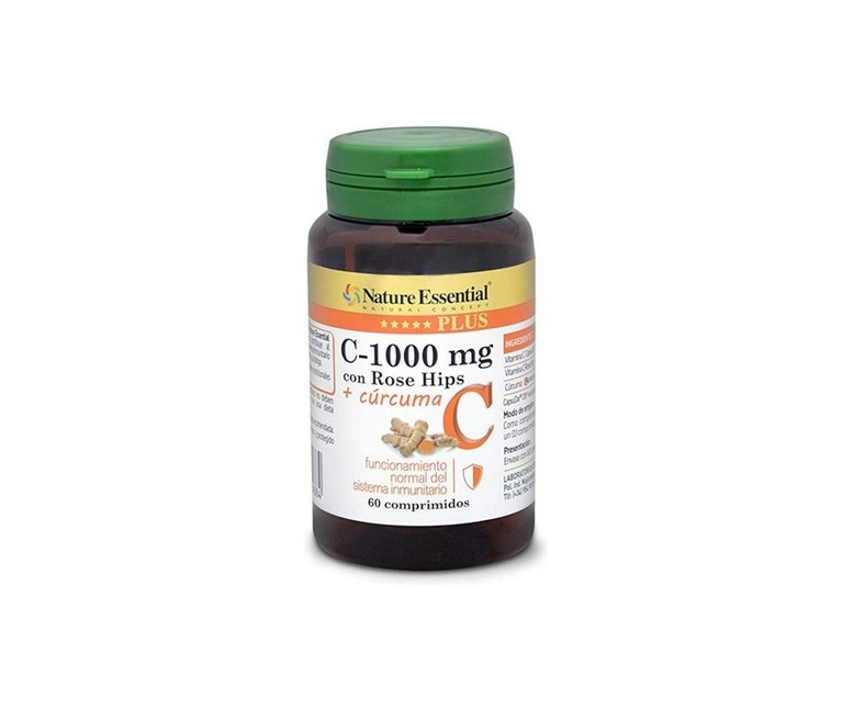 Vitamina C 1000mg +Rose Hips+ Curcuma 60 comprimidos Nature essential