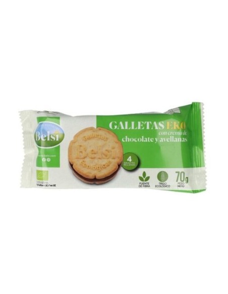 Galletas rellenas de chocolate y avellana Bio 70 g Belsi