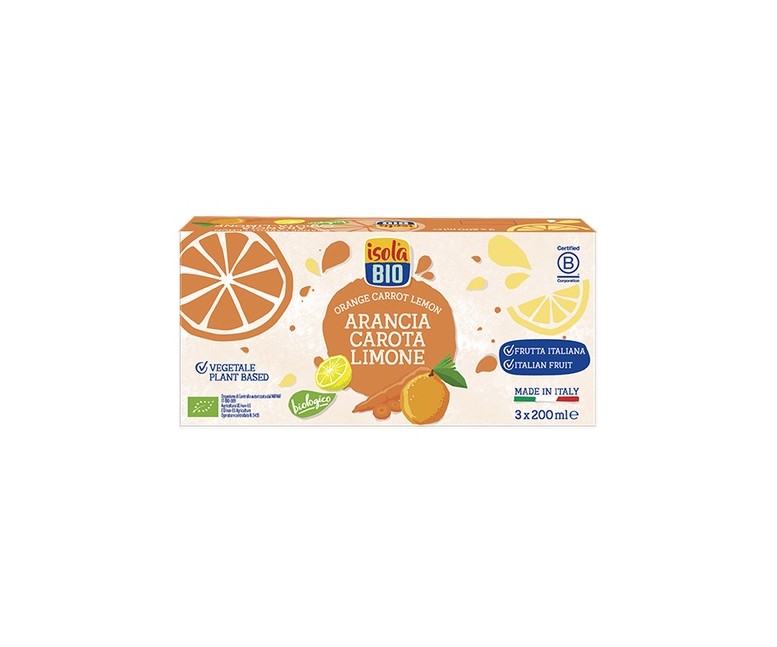 Zumo de naranja, zanahoria y limón bio 3 unidades de 200 ml Isola Bio