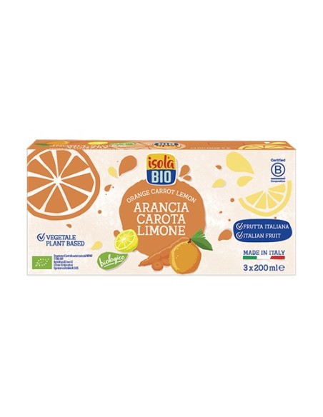 Zumo de naranja, zanahoria y limón bio 3 unidades de 200 ml Isola Bio