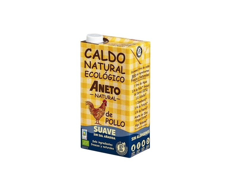 Caldo natural eco pollo suave 1 L (Pollo) Aneto