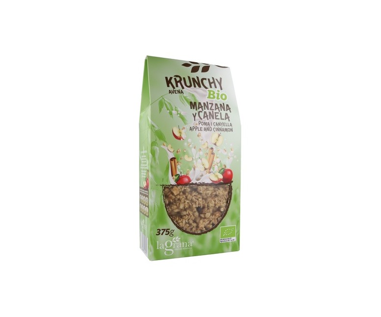 Granola Krunchy avena, manzana y canela eco 375 g La Grana