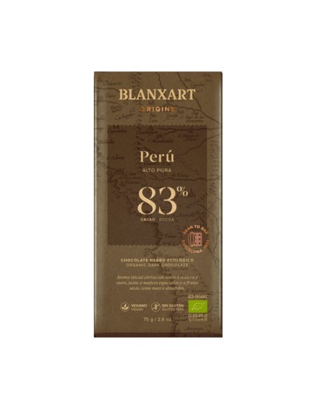 Chocolate negro 83% Perú Eco 75 g Blanxart