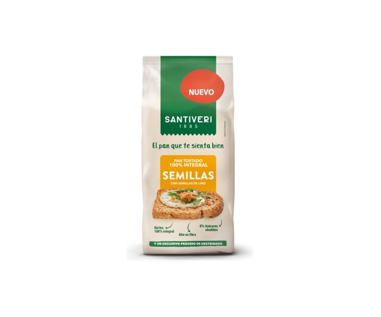 Pan tostado 100% integral Semillas 200 g Santiveri