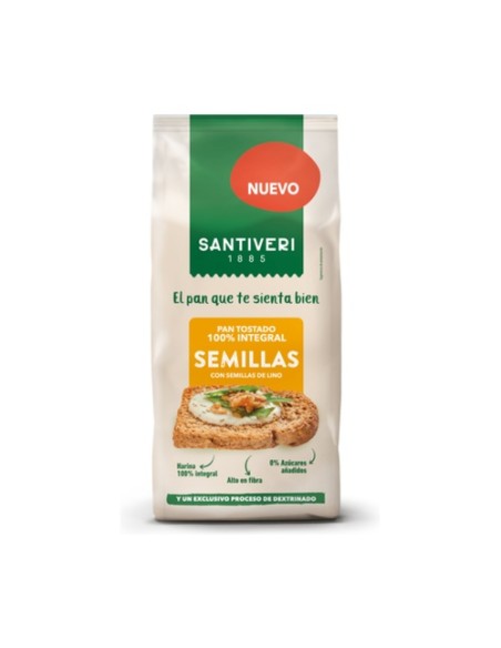 Pan tostado 100% integral Semillas 200 g Santiveri