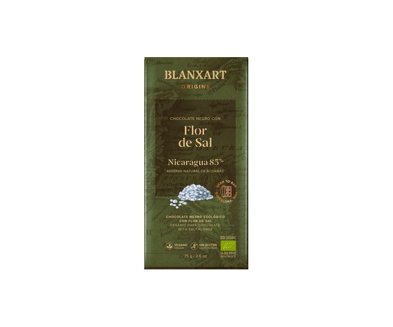 Chocolate Nicaragua 85% con flor de sal 75 g Blanxart