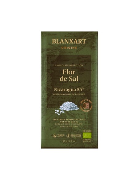 Chocolate Nicaragua 85% con flor de sal 75 g Blanxart
