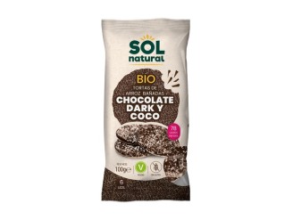 Tortas de arroz con chocolate dark y coco sin gluten...