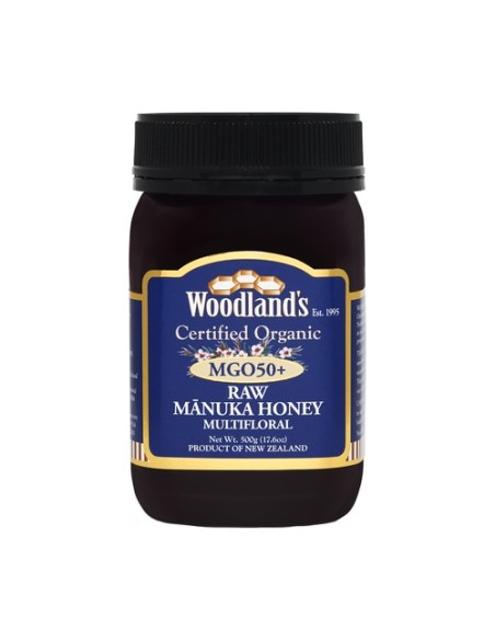 Miel de Manuka MGO50+ Bio RAW multifloral 500 g Woodland's