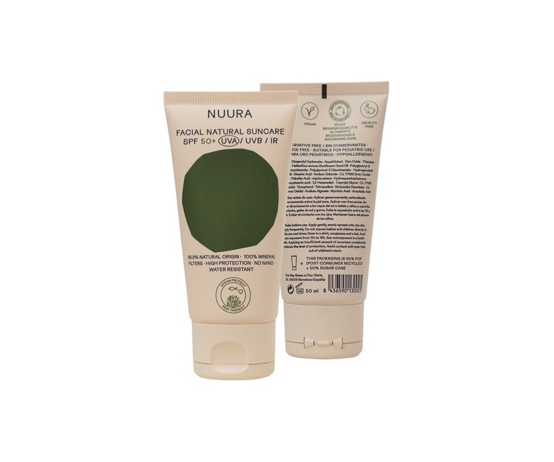 Crema solar facial SPF50 50 ml de crema Nuura