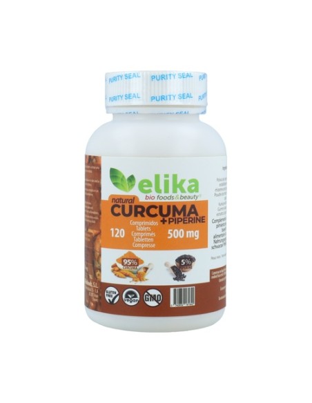 Curcuma + Piperina 120 comprimidos de 500mg Elikafoods