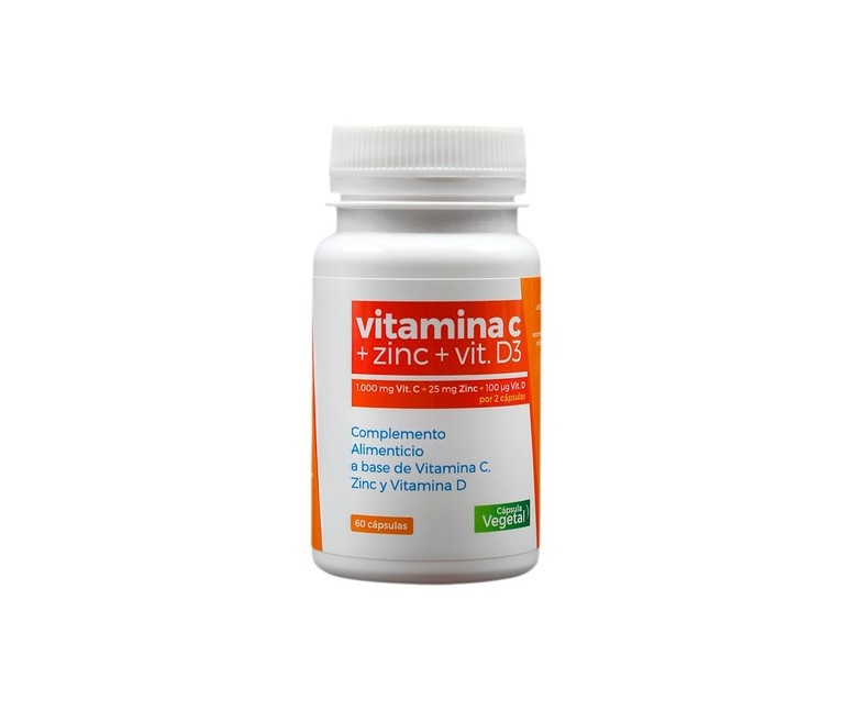 Vitamina C + zinc + vitamina D3 Collvital 60 cápsulas vegetales de 703.13 mg Triconatura