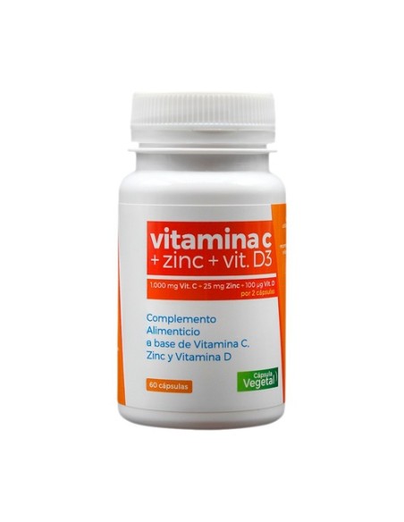 Vitamina C + zinc + vitamina D3 Collvital 60 cápsulas vegetales de 703.13 mg Triconatura