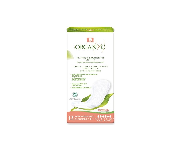 Absorbentes de maternidad primeros días 12 unidades Organyc