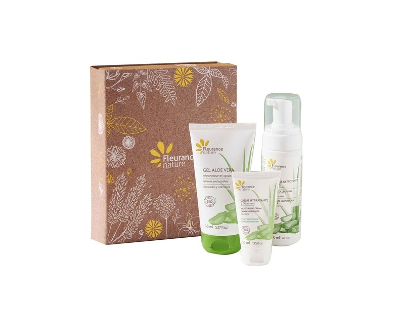 Pack regalo aloe vera: espuma limpiadora + gel + crema hidratante 150ml + 150ml + 50ml Fleurance Nature