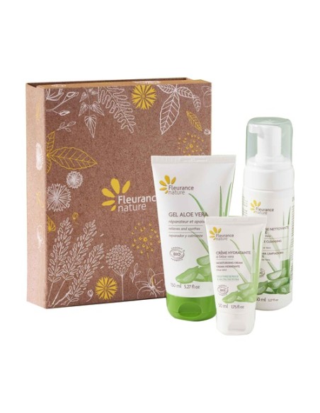 Pack regalo aloe vera: espuma limpiadora + gel + crema hidratante 150ml + 150ml + 50ml Fleurance Nature