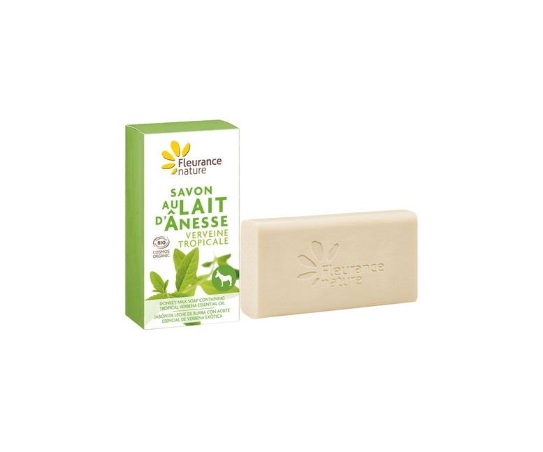 Jabón de leche de burra con Aceite esencial de verbena exótica 100 g Fleurance Nature