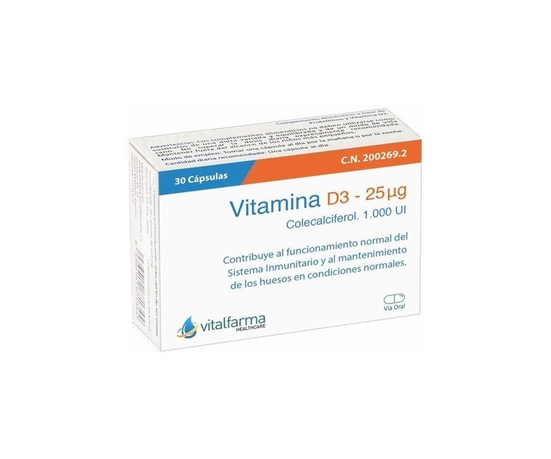 Vitamina D3 1000ui 30 cápsulas Vitalfarma