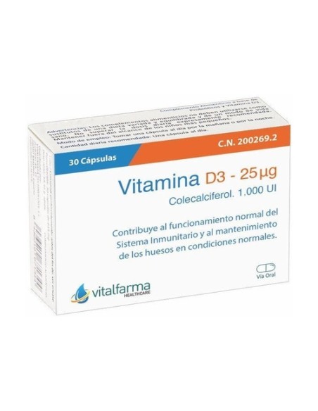 Vitamina D3 1000ui 30 cápsulas Vitalfarma