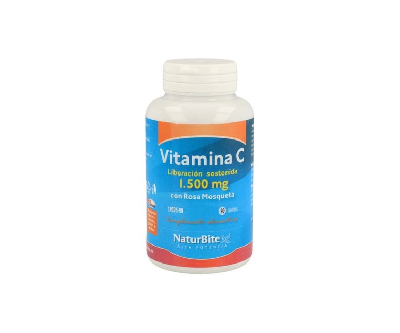 Vitamina C de liberación sostenida con rosa mosqueta 90 comprimidos de 1500mg Naturbite