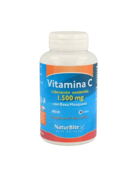 Vitamina C de liberación sostenida con rosa mosqueta 90 comprimidos de 1500mg Naturbite