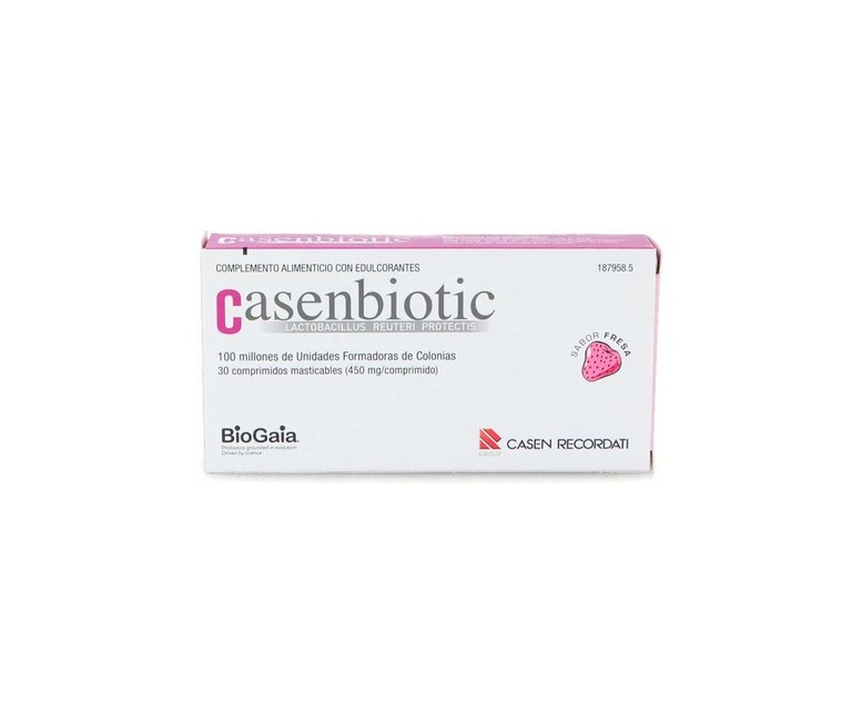 Casenbiotic fresa probióticos 30 comprimidos masticables de 450 mg Casen Recordati