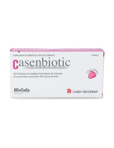 Casenbiotic fresa probióticos 30 comprimidos masticables de 450 mg Casen Recordati