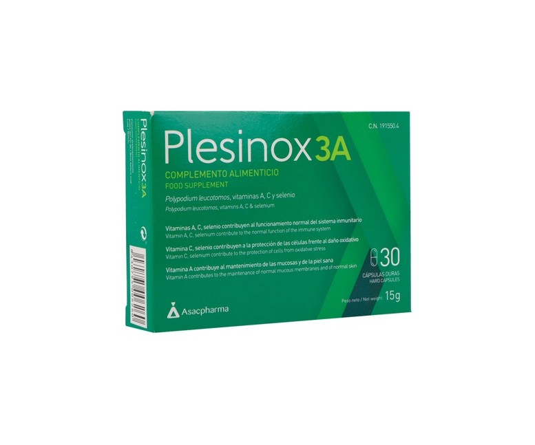 Plesinox 3a ayuda a tus defensas 30 cápsulas de 500mg Asacpharma