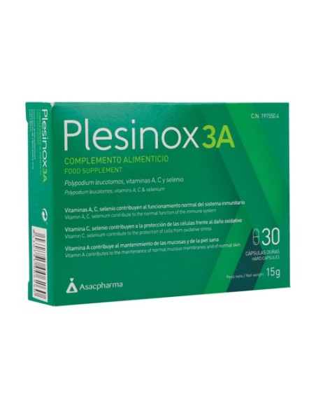 Plesinox 3a ayuda a tus defensas 30 cápsulas de 500mg Asacpharma