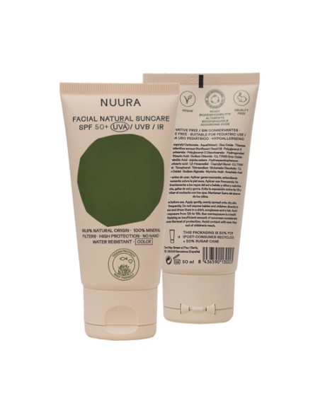 Crema solar facial color SPF50 50 ml de crema Nuura
