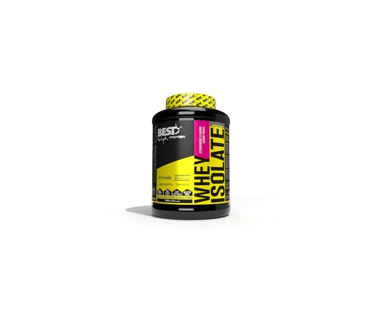 Aislado de proteína premium índice 90% Whey Isolate fresa 2 kg de polvo (Fresa) Best Protein