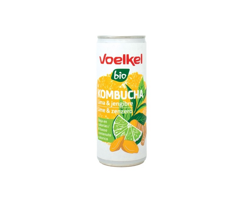 Kombucha lima y jengibre bio (lata) 250 ml Voelkel