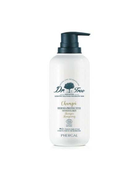 5 x Champú dermoprotector, cueros cabelludos sensibles, limpieza, brillo y
fuerza 400 ml Dr. Tree
