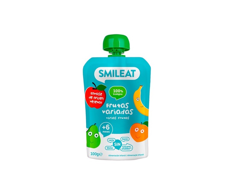 Pouch de frutas variadas Bio 6m+ 100 g (Frutas) Smileat