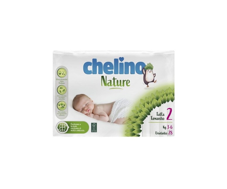 Pañales talla 2 (3-6 kg) 28 unidades Chelino Nature