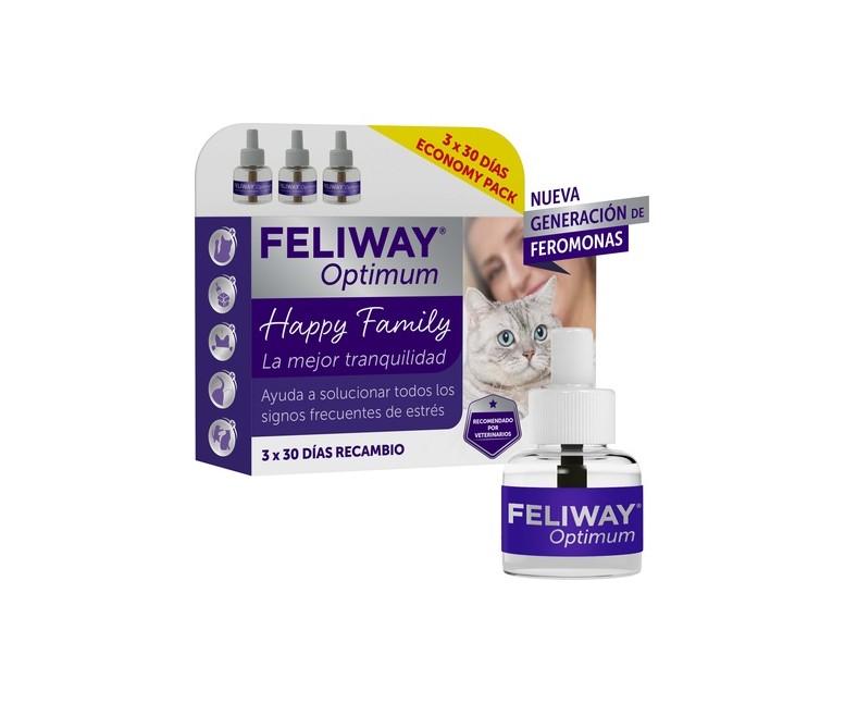 Feliway optimum recambios (tranquilidad gatos) 3 unidades de 48ml Ceva