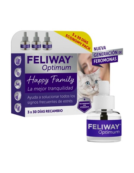 Feliway optimum recambios (tranquilidad gatos) 3 unidades de 48ml Ceva