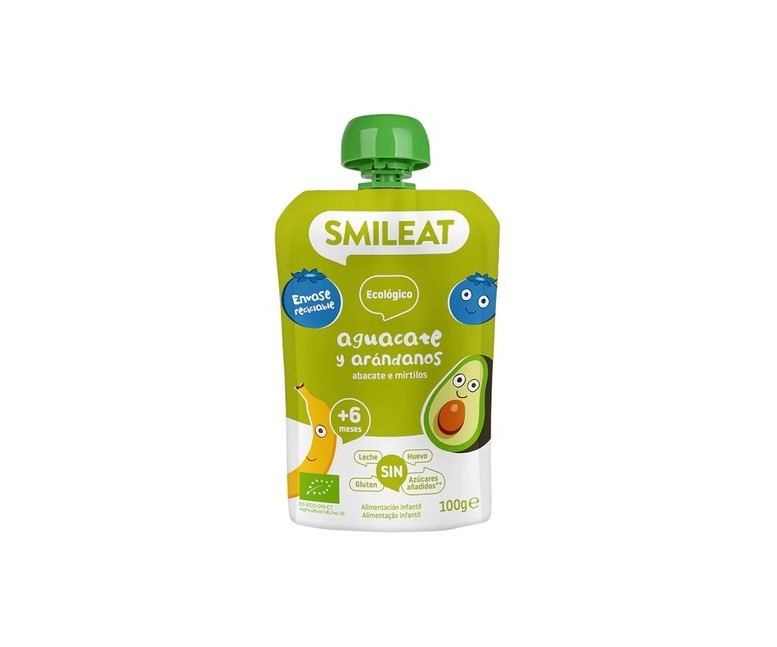 Pouch de aguacate y arándano Bio 6m+ 100 g Smileat