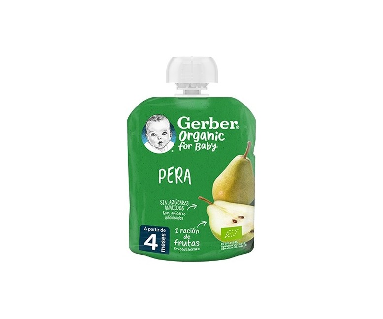 Pouch fruta bebé, Pera, bolsita infantil snack +6m 90 g (Pera) Gerber Organic